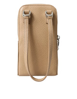 Elegante beige Leder Crossbody -Telefontasche