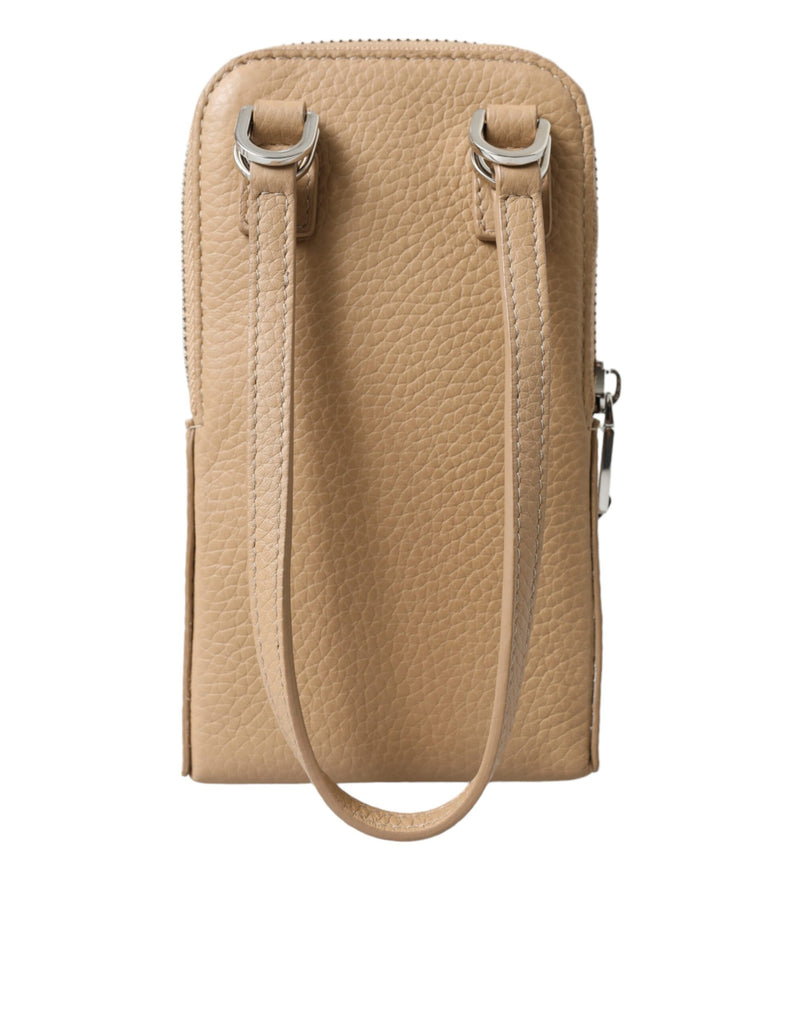 Κομψό Beige Δερμάτινη Τη τηλεφωνική τσάντα Crossbody