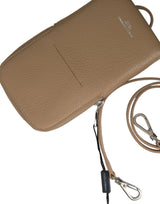 Elegante beige Leder Crossbody -Telefontasche