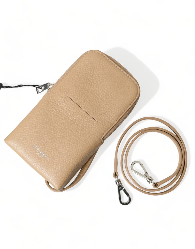 Sac de téléphone cross-body élégant en cuir beige beige