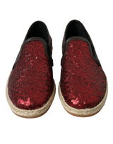 Mocassins en cuir à paillettes rouges