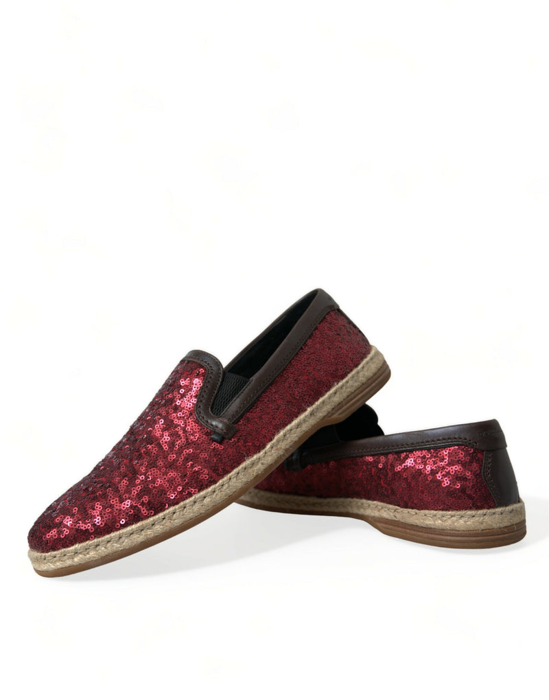 Mocassins en cuir à paillettes rouges