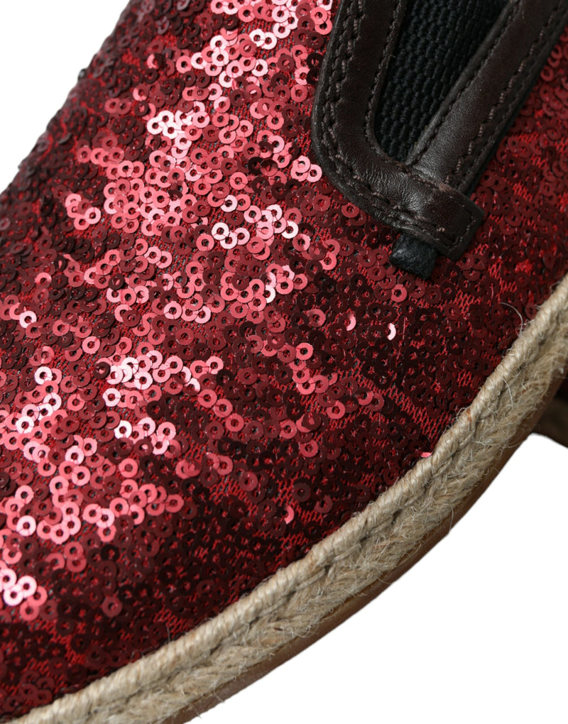 Mocassins en cuir à paillettes rouges