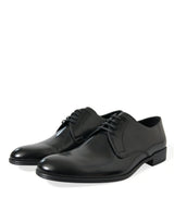 Elegantes schwarzes Leder Derby formelle Schuhe