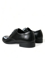 Elegantes schwarzes Leder Derby formelle Schuhe