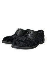 Elegant Black Fur derby Derby Derby chaussures pour hommes