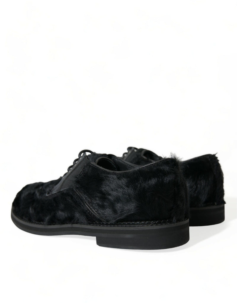 Elegant Black Fur derby Derby Derby chaussures pour hommes