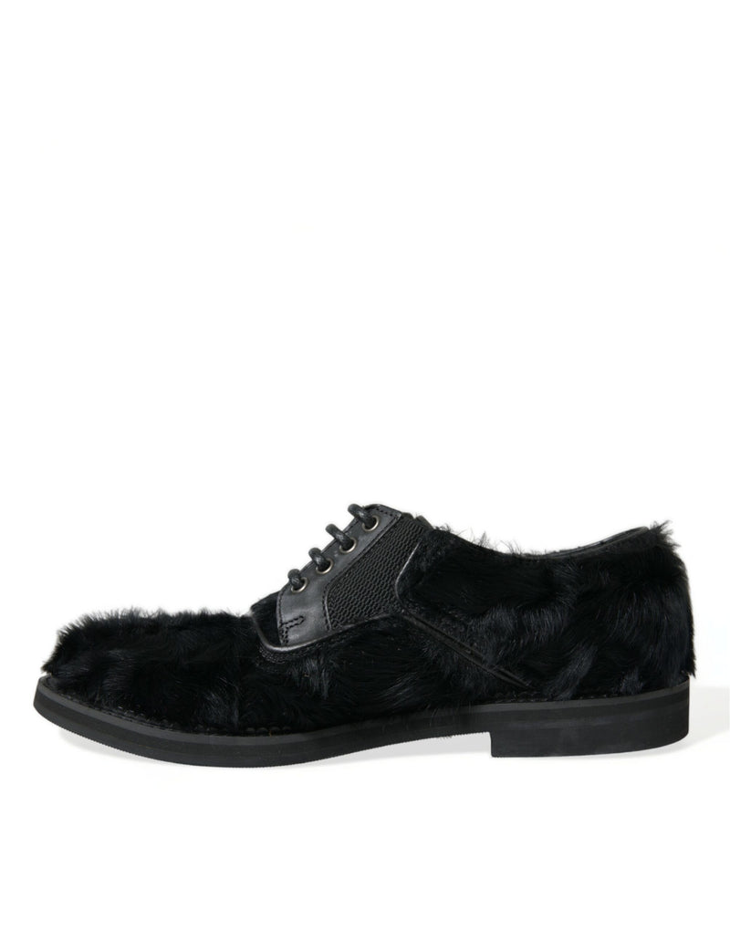 Elegant Black Fur derby Derby Derby chaussures pour hommes