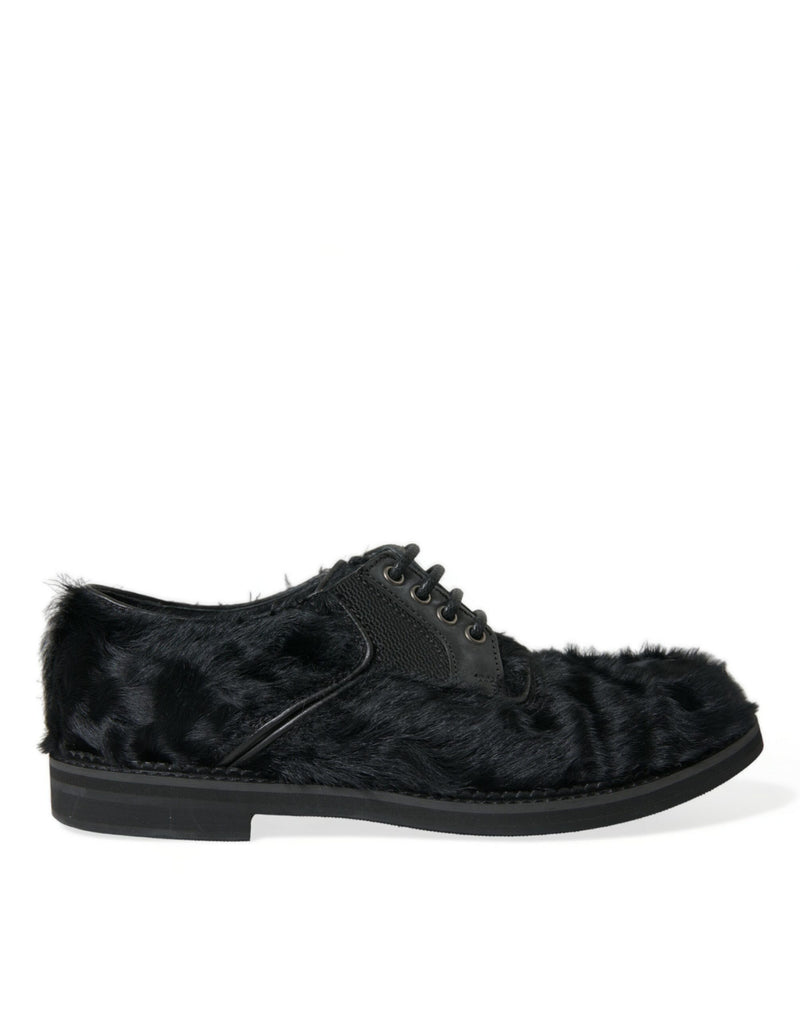 Elegant Black Fur derby Derby Derby chaussures pour hommes