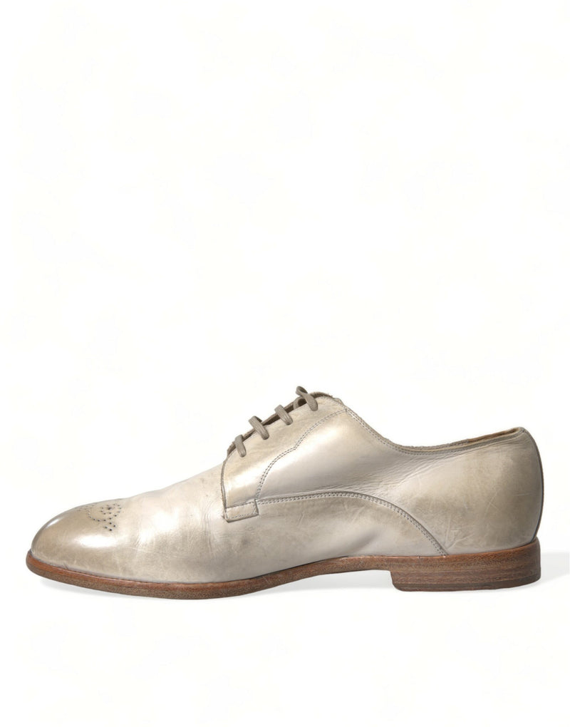 Elegante weiße Kalbskalfell -Derby -Schuhe