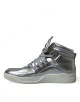 Sneaker in pelle in pelle argento