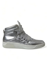 Sneaker in pelle in pelle argento