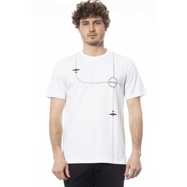 Elegante camiseta de cuello de la tripulación de algodón blanco