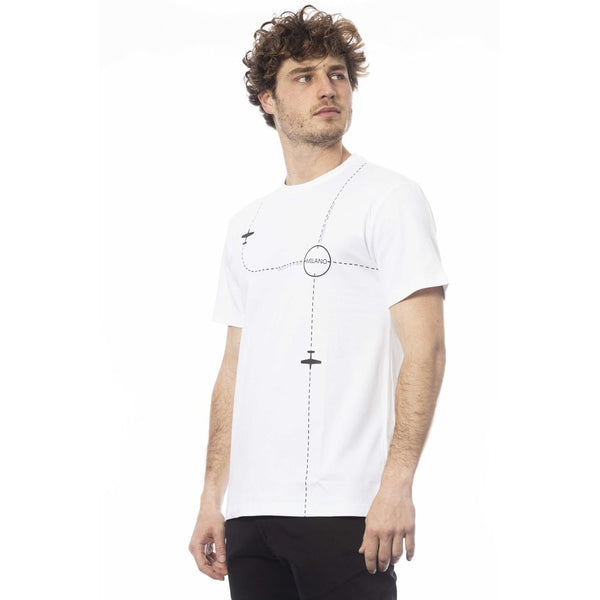 Elegante camiseta de cuello de la tripulación de algodón blanco