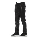 Pantaloni eleganti in pelle nera per uomini