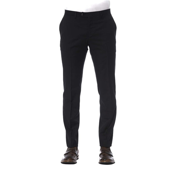 Elegantes pantalones de lana negra para hombres