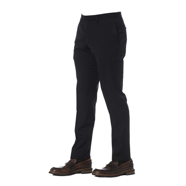 Elegantes pantalones de lana negra para hombres