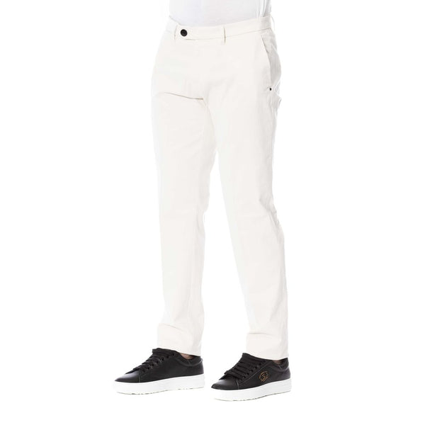 Eleganti pantaloni di miscela di cotone bianco