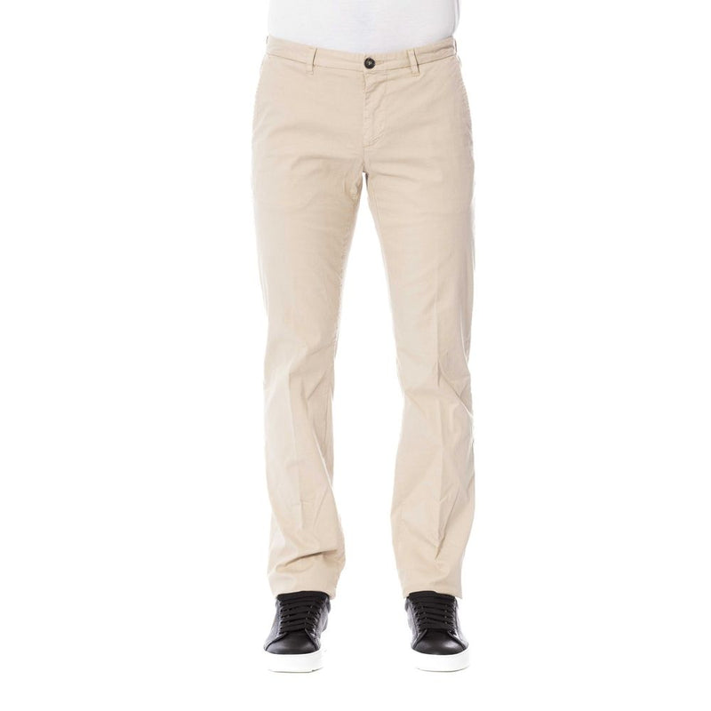 Pantalon de mélange de coton beige chic