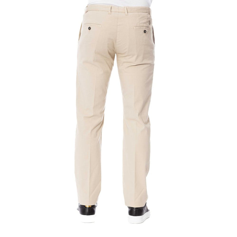 Pantalones de mezcla de algodón beige elegante