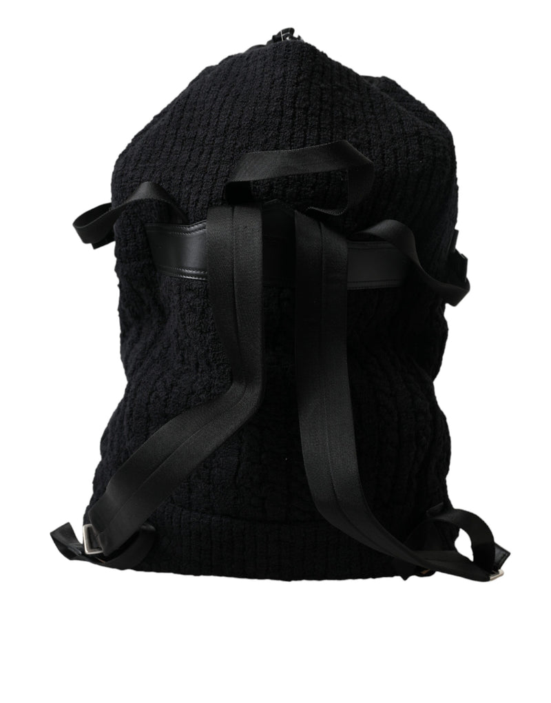 Elegante mochila de mezcla de lana tricot en negro