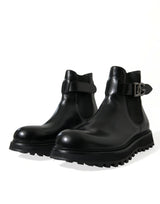 Elegante schwarze Kalb Leder Chelsea -Stiefel