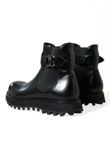 Elegante schwarze Kalb Leder Chelsea -Stiefel