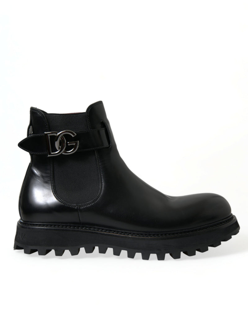 Elegantes botas Chelsea de cuero de ternero negro