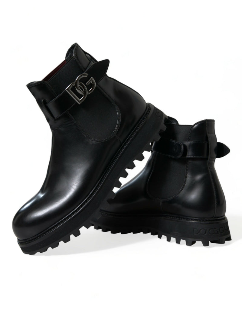 Elegantes botas Chelsea de cuero de ternero negro