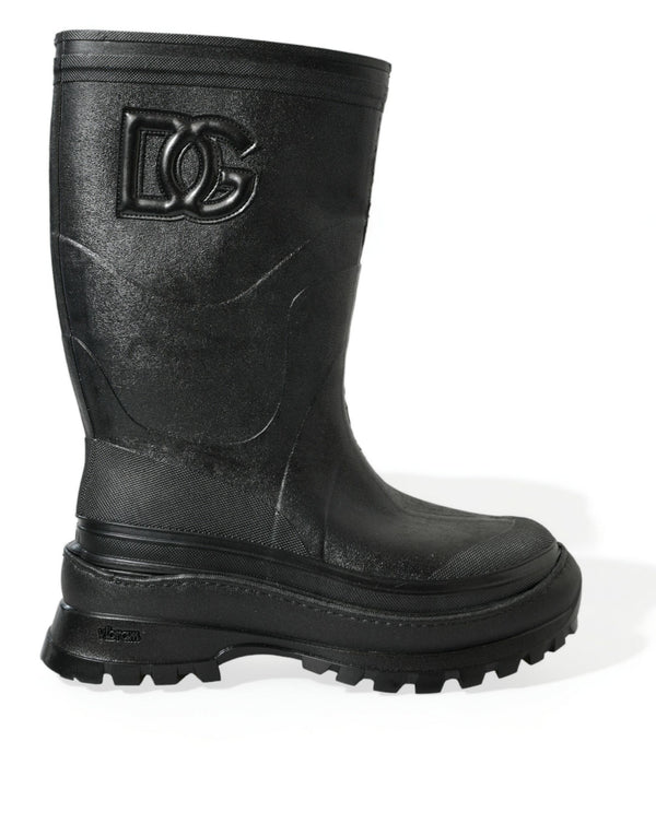 Botas de lluvia de goma metálicas elegantes con logotipo de DG