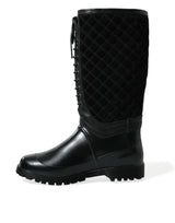 Elegante gesteppte Schnürregenstiefel