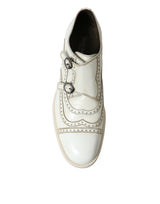 Elegantes zapatos de vestir derby de cuero blanco