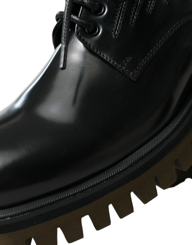 Eleganti scarpe da abiti da derby in pelle nera