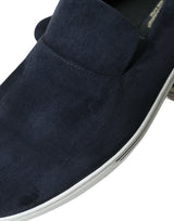 Elegant Blue Suede Leather Loafers