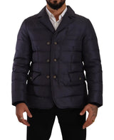 Elegante dunkelblaue Seidenmischjacke