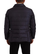 Elegante dunkelblaue Seidenmischjacke