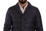 Elegant Dark Blue Silk Blend Jacket