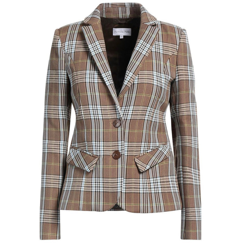 Eleganter Tartan gemusterter Baumwollmischblazer