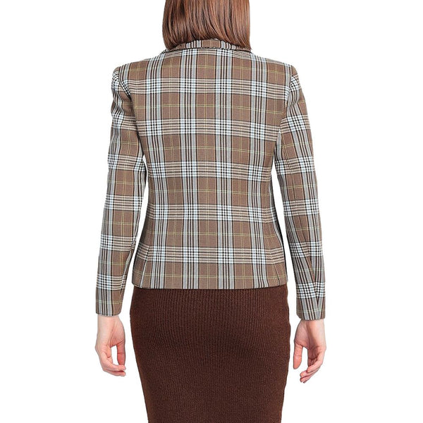 Elegante blazer di miscela di cotone a motivi tartan