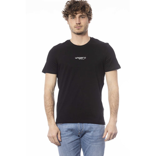 Camiseta elegante de la tripulación de algodón negro de algodón