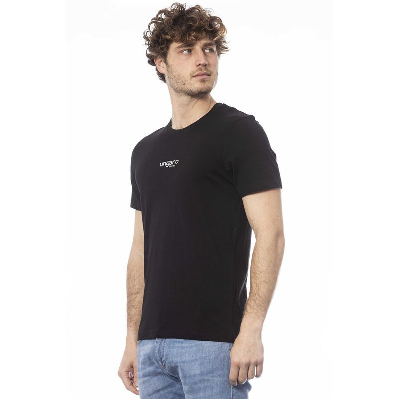 Camiseta elegante de la tripulación de algodón negro de algodón