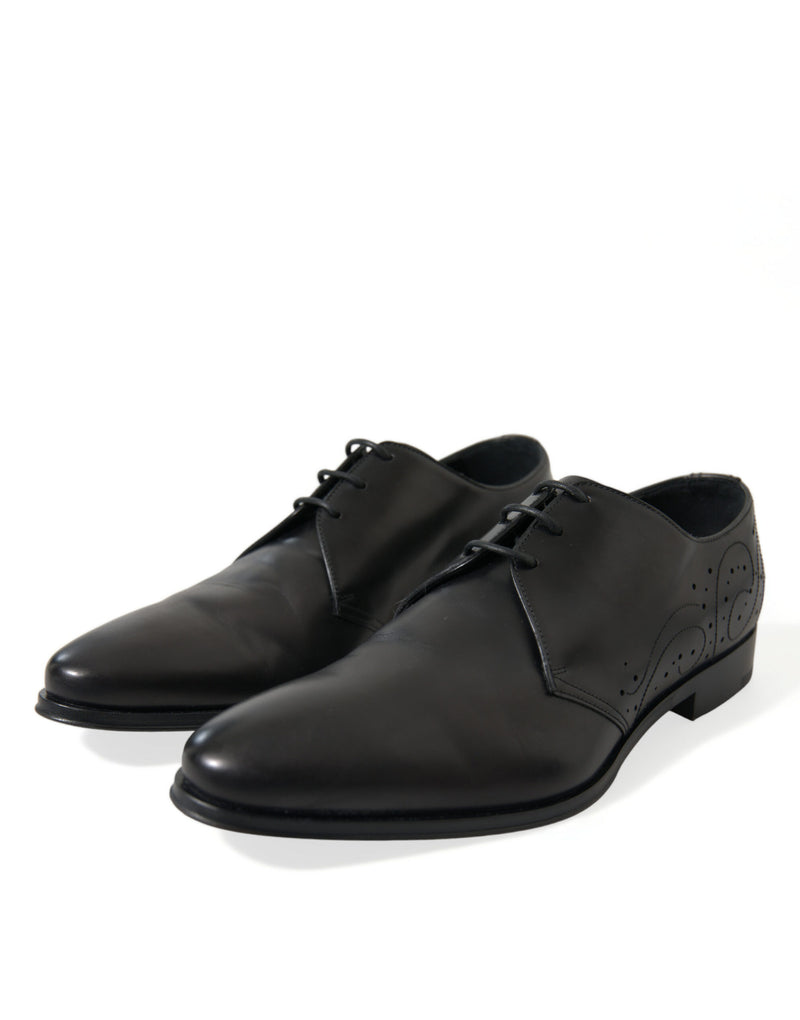 Chaussures de robe de derby en cuir noir élégant