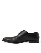 Chaussures de robe de derby en cuir noir élégant