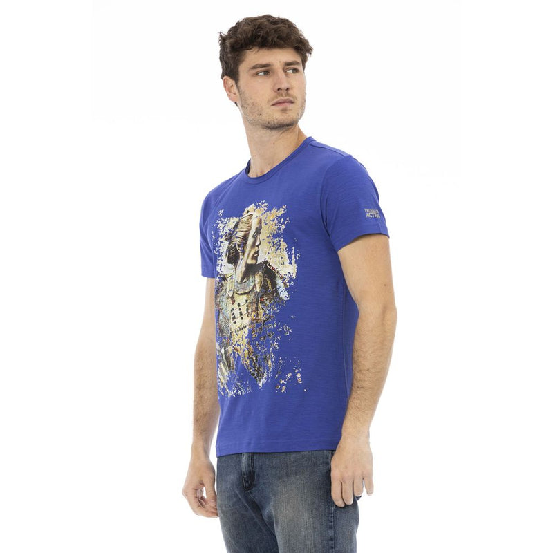 T-shirt en coton bleu élégant avec imprimé avant unique