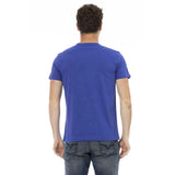 T-shirt en coton bleu élégant avec imprimé avant unique