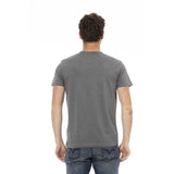 Chic Grey Baumwoll -T -Shirt mit Statement Print