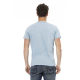 Elegante camiseta de algodón azul claro para hombres