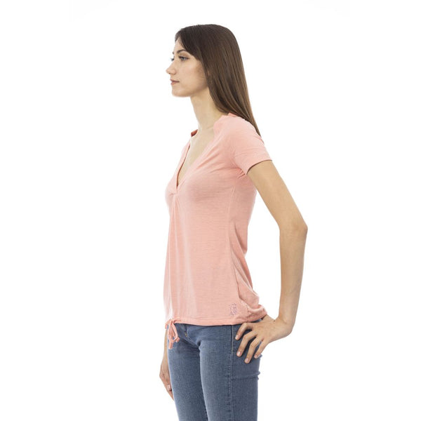 Elegantes rosa Kurzarm -T -Shirt mit schickem Druck