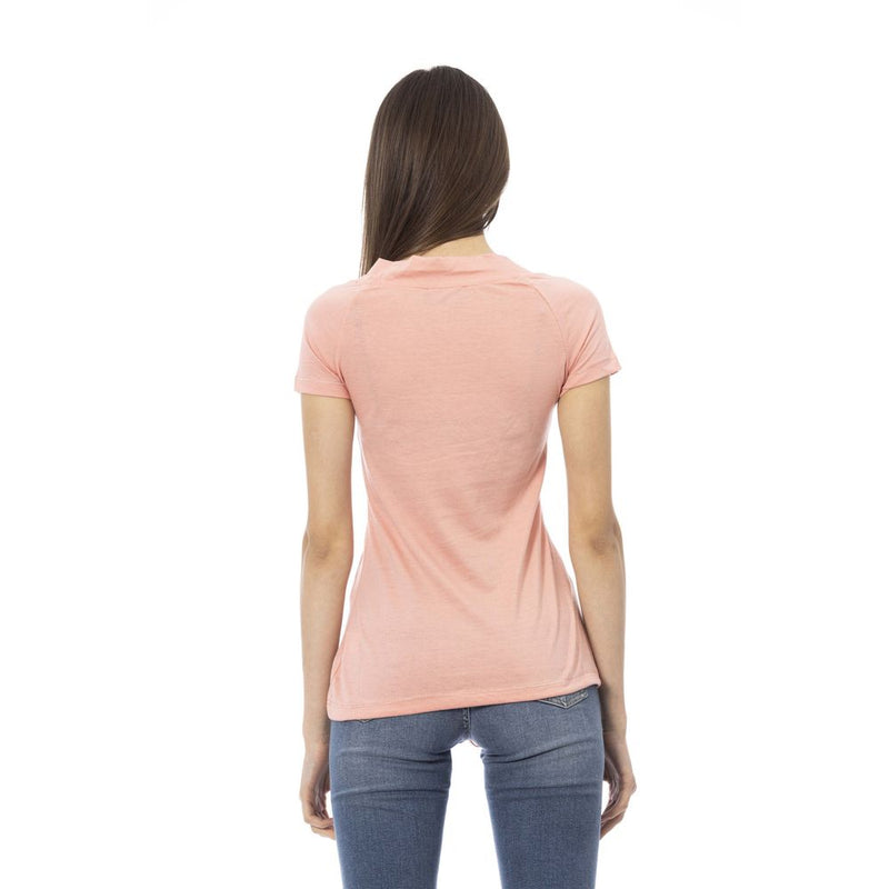 Elegantes rosa Kurzarm -T -Shirt mit schickem Druck