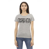 T-shirt de mélange en coton gris élégant avec imprimé chic